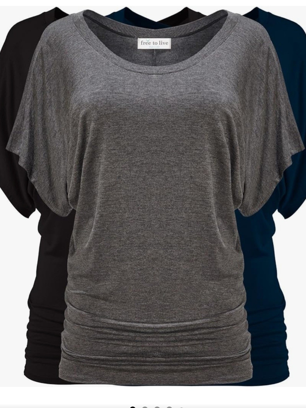 Free to Live Dolman Sleeve Top - Gray (w/ Black & Navy Options) XXL (Runs Small)